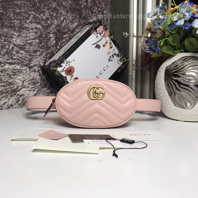 Gucci GG Marmont Matelassé Leather Belt Bag Pink 476434